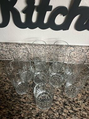 Clear Textured Glass Tumbler Set - 8 Pack